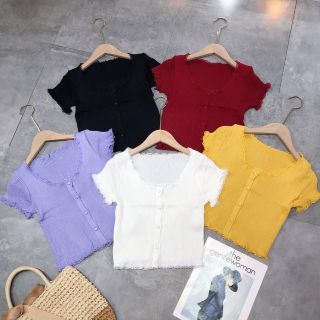 ÁO CROPTOP LEN VIỀN REN