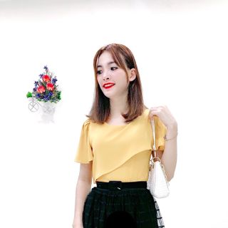 Áo sơ mi vạt chéo cách điệu