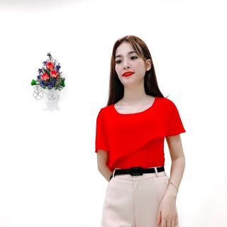 Áo sơ mi vạt chéo cách điệu