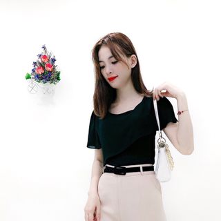Áo sơ mi vạt chéo cách điệu