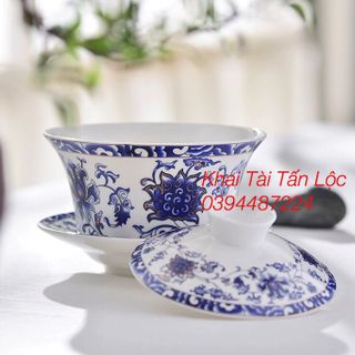 Chén trà có nắp Trung Quốc kiểu cổ loại lớn 350ml