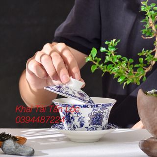 Chén trà có nắp Trung Quốc kiểu cổ loại lớn 350ml