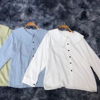 Áo Sơ mi cổ sen quảng châu chất trượt sịn Freesize