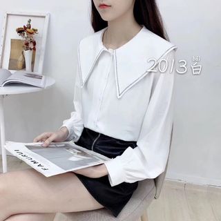 Áo Sơ mi cổ sen quảng châu chất trượt sịn Freesize