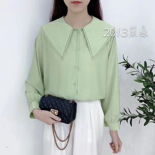 Áo Sơ mi cổ sen quảng châu chất trượt sịn Freesize
