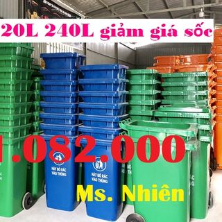 Thùng rác 240 lít giá rẻ tại hậu giang- thùng rác có bánh xe, nắp kín- giá sỉ