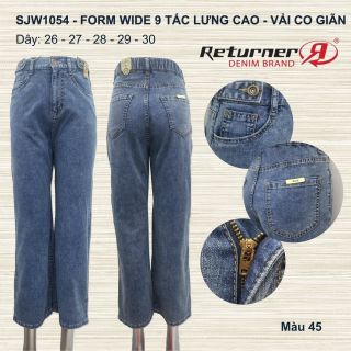 QUẦN JEANS NỮ ĐẸP FORM WIDE 9 TẤC LƯNG CAO - SJW1054 (CO GIÃN)