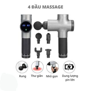 SÚNG MASSAGE CẦM TAY FASCIAL 4 ĐẦU 6 CHẾ ĐỘ TRỊ NHỨC MỎI VAI GÁY, ĐAU NHỨC CĂNG CƠ