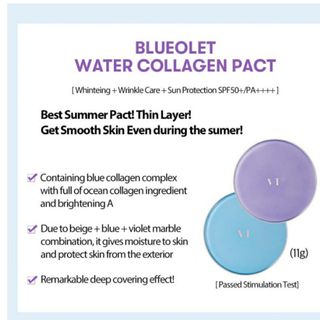 VT COSMETICS] Blueolet Collagen Pact + Skin care Set / cream essence pact puff liptint balm