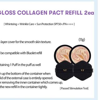 VT COSMETICS] Blueolet Collagen Pact + Skin care Set / cream essence pact puff liptint balm