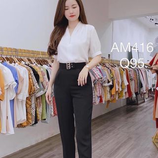 Áo sơ mi công sở cổ tim cúc Ngọc
