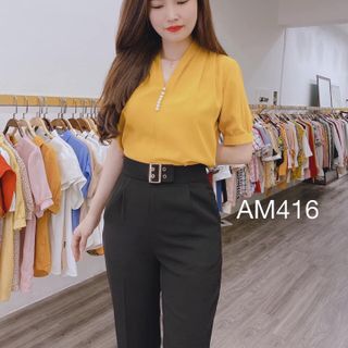 Áo sơ mi công sở cổ tim cúc Ngọc