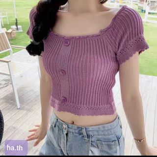 Áo len dáng croptop trễ vai giá sỉ