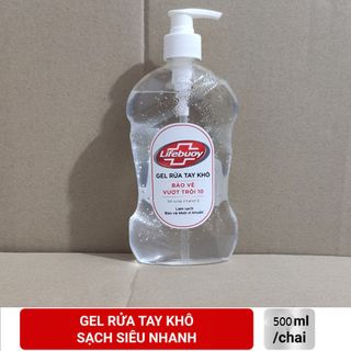Gel rửa tay khô sạch siêu nhanh Lifebuoy Bảo Vệ Vượt Trội 10 (Chai nắp bạc 500ml)
