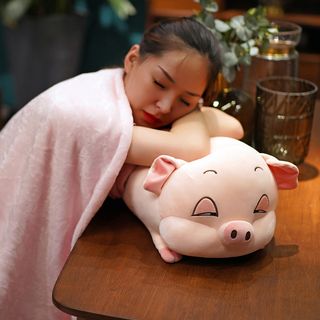 Chăn Gối 2in1 Hình Heo (hong, xam )