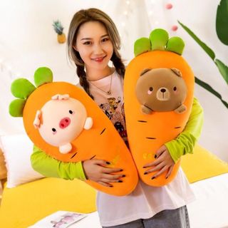 [ SỈ THÀNH PHẨM ] Gấu Bông Trái Cây Cà Rốt Hình Mặt Thú Cưng Size 58cm-45cm (3 Mẫu) giá sỉ