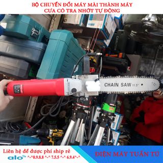 Bộ máy cưa xích mini gắn máy mài
