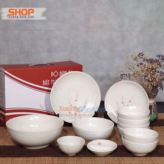 Bộ quà tặng 6 bát cơm gốm trắng vẽ đào bằng sứ đẹp, , an toàn - XƯỞNG GỐM VIỆT
