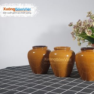 Lu uống bia bằng sứ BÁT TRÀNG CAO CẤP giá rẻ 400ml màu nâu cát -XƯỞNG GỐM VIỆT