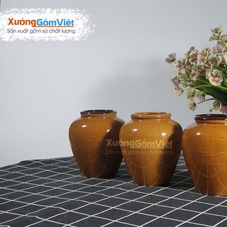 Lu uống bia bằng sứ BÁT TRÀNG CAO CẤP giá rẻ 400ml màu nâu cát -XƯỞNG GỐM VIỆT