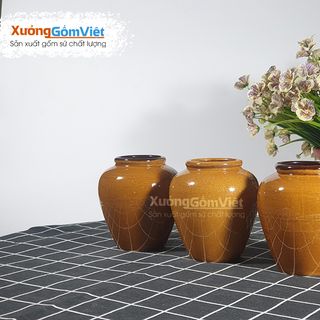 Lu uống bia bằng sứ BÁT TRÀNG CAO CẤP giá rẻ 400ml màu nâu cát -XƯỞNG GỐM VIỆT