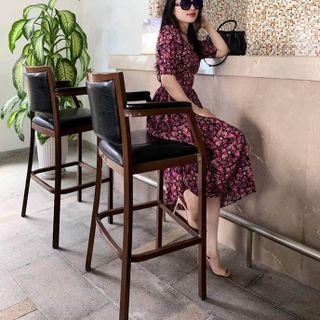 ĐẦM XOÈ HOA TÍM TAY PHỒNG - DT1343
