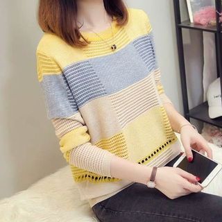 Áo len nữ phối màu