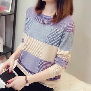 Áo len nữ phối màu