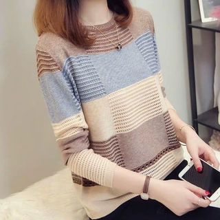 Áo len nữ phối màu