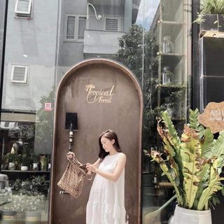 [Hình thật] Đầm váy nữ suông chữ A tím đuôi cá sát nách