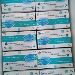 KHẨU TRANG 4 LỚP KHÁNG KHUẨN SCIC MÀU XANH + TRẮNG