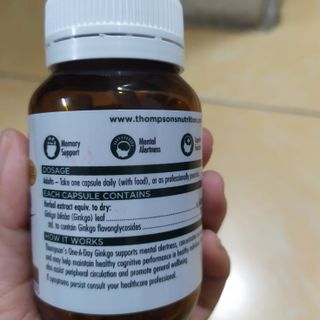 Viên bổ não, tuần hoàn não Thompson's One A Day Ginkgo 6000mg: 60 viên