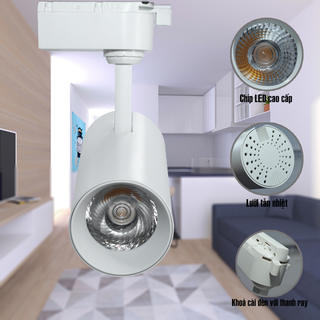 đèn rọi ray vỏ trắng cao cấp 15w Mỹ Linh