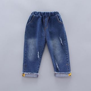 Đồ bộ bé trai áo thun sơ mi có cổ quần bò dài cho bé trai TE2402