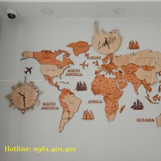 Bản Đồ Gỗ Treo Tường Trang Trí Phòng Khách
