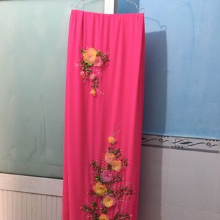 Vải áo dài kết cườm