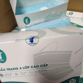 Khẩu trang y tế 4 lớp, hộp 50 chiếc màu xanh