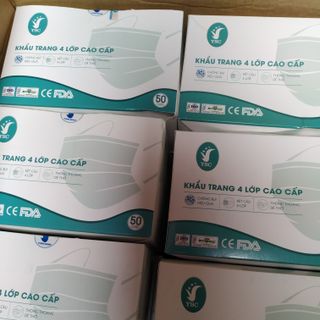 Khẩu trang y tế 4 lớp, hộp 50 chiếc màu xanh