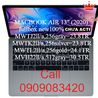 Macbook Air 13inch (2020) fullbox new chưa active MWTL2 256GB màu vàng Gold