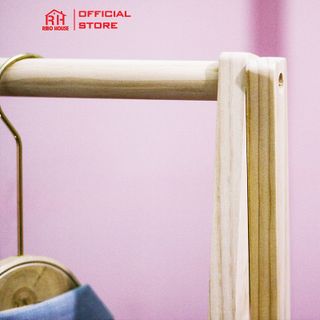 Giá treo quần áo gỗ 2 tầng RIBO HOUSE - size LỚN NHẤT - gỗ tự nhiên