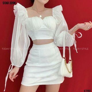 Set váy đũi_ tay phối