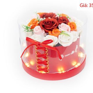 Hộp quà hoa hồng mẫu tròn có đèn