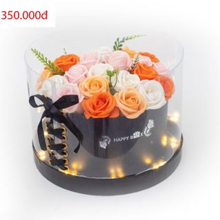 Hộp quà hoa hồng mẫu tròn có đèn