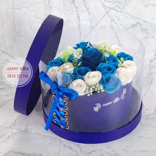 Hộp quà hoa hồng mẫu tròn có đèn