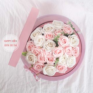 Hộp quà hoa hồng mẫu tròn có đèn