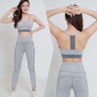 Bộ quần áo thể thao phối trắng tập Gym, Yoga, Aerobic S40021- Gía sỉ giá bán buôn giá sỉ