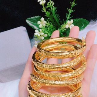 Vòng tay cưới khắc rồng phụng mạ vàng 24k