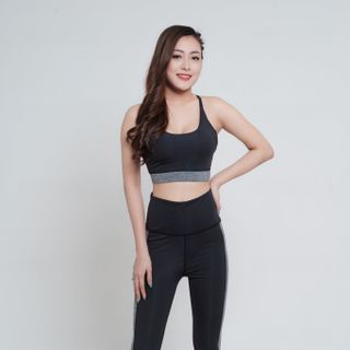 Bộ quần áo thể thao phối trắng tập Gym, Yoga, Aerobic S40021- Gía sỉ giá bán buôn