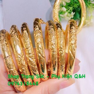 Vòng tay cưới khắc rồng phụng mạ vàng 24k