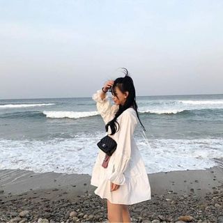 ĐẦM BABYDOLL TRẮNG CỔ VUÔNG TAY PHỒNG NƠ LƯNG
